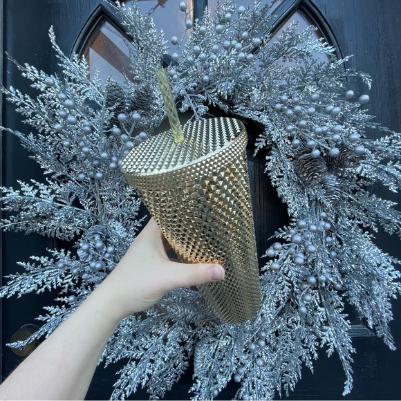 ✨ Starbucks 2022 Gold Bling Studded Holiday Cold Cup Tumbler Venti 24oz ✨ - Picture 4 of 6